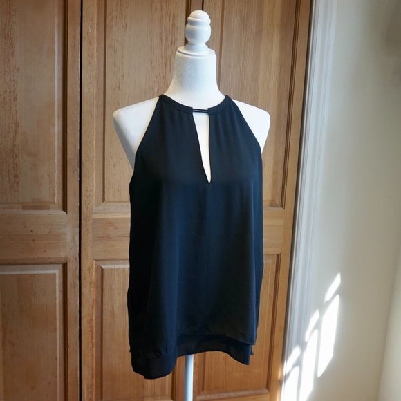 💚 BANANA REPUBLIC Black Keyhole Sleeveless Blouse (S) - Picture 3 of 14